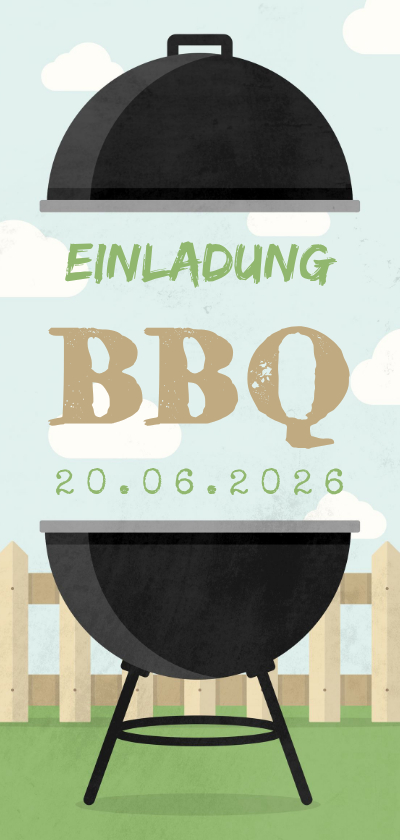 Einladungskarten - Einladungskarte zum Grillen länglich
