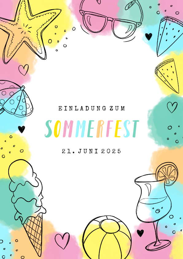 Einladungskarten - Einladungskarte zum Sommerfest bunt