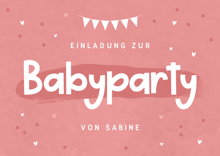 Einladungskarten - Einladungskarte zur Babyparty rosa