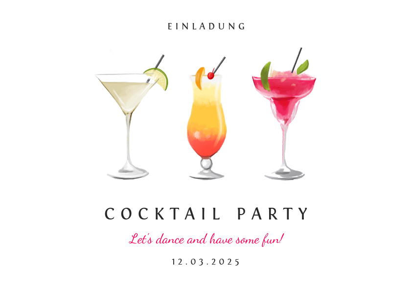 Einladungskarten - Einladungskarte zur Cocktail Party