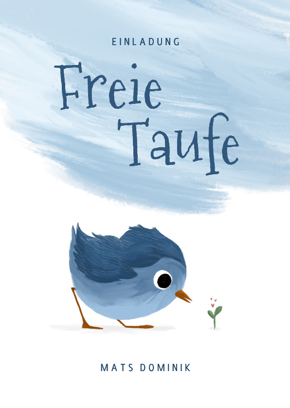 Einladungskarte zur freien Taufe blaues Vögelchen - Einladungskarten Einladungskarten - Einladungskarte zur freien Taufe blaues Vögelchen