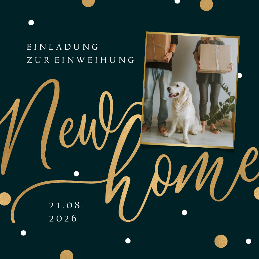 Einladungskarten - Einweihungskarte 'New Home' mit Foto