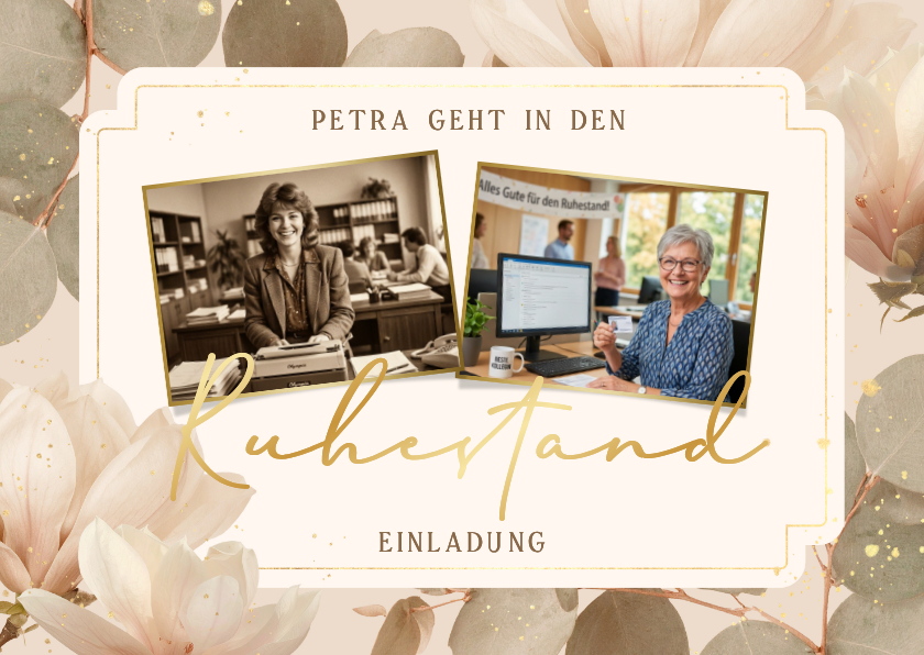 Einladungskarten - Foto-Einladungskarte Ruhestand Eukalyptus Blüten