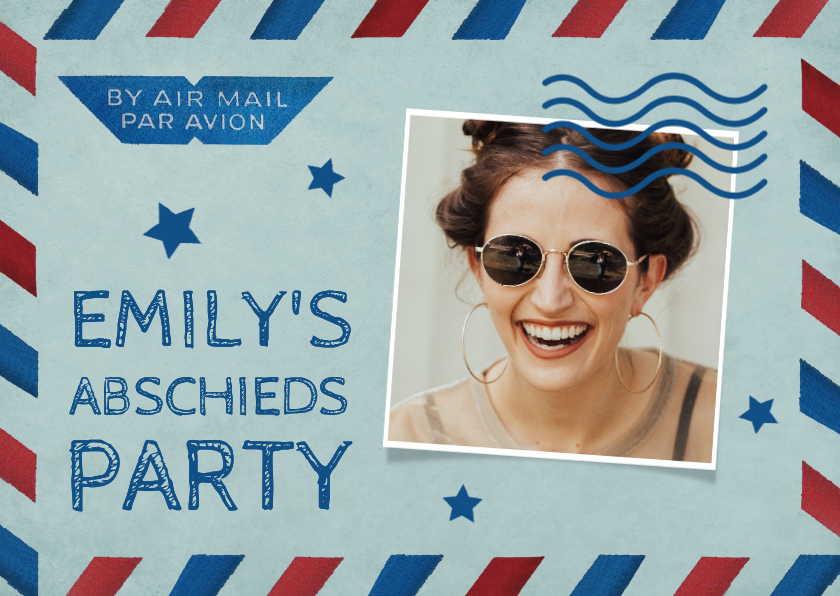 Fotoeinladung zur Abschiedsparty Air Mail - Einladungskarten Einladungskarten - Fotoeinladung zur Abschiedsparty Air Mail