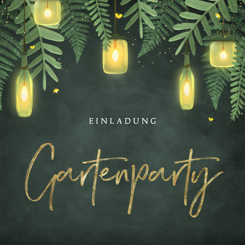 Gartenparty Einladungskarte grün Laternen Blätter - Einladungskarten Einladungskarten - Gartenparty Einladungskarte grün Laternen Blätter
