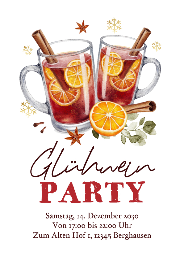Einladungskarten - Glühweinparty Einladungskarte Glühweingläser