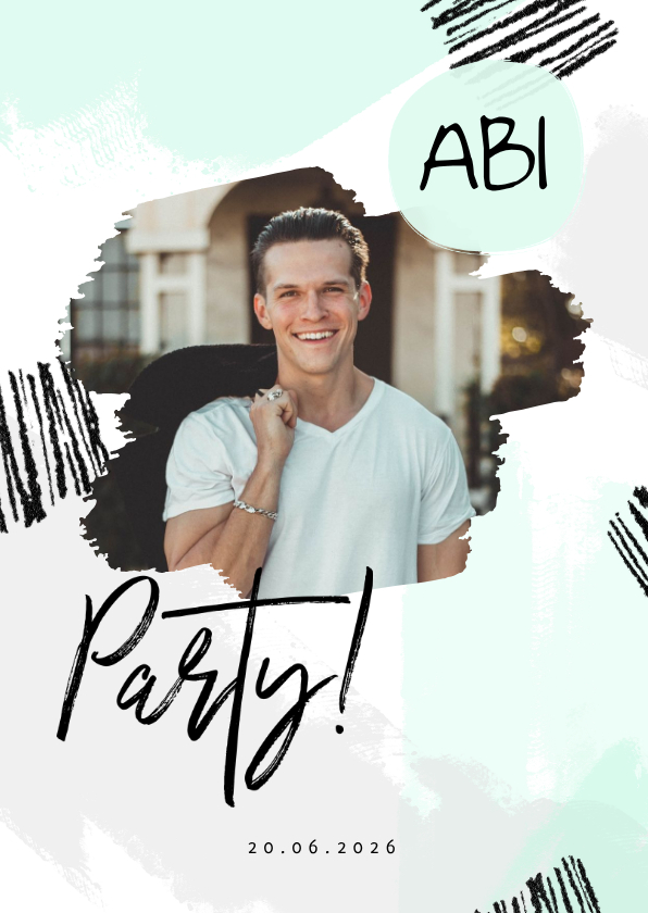 Einladungskarten - Partyeinladung Farbflecken mit Foto