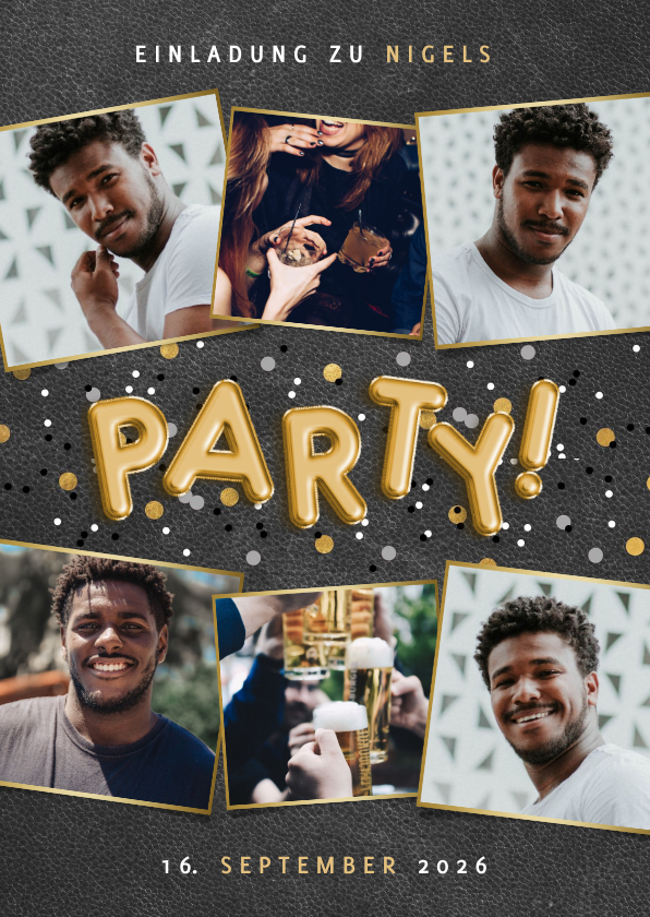 Einladungskarten - Partyeinladung Fotocollage Mann