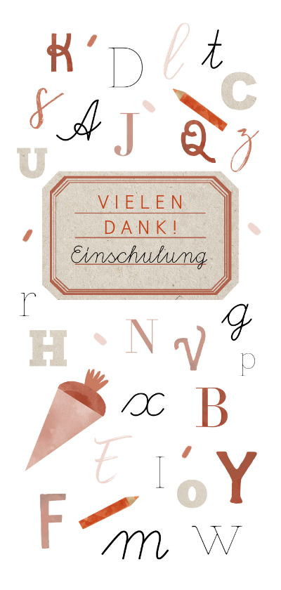 Einschulungskarten - Danksagung zu meiner Einschulung ABC in Rot