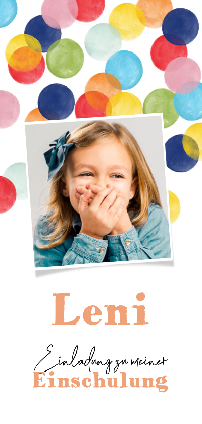 Einladung Einschulung Foto & bunte Konfetti - Einschulungskarten Einschulungskarten - Einladung Einschulung Foto & bunte Konfetti