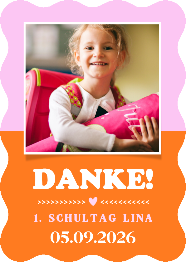 Foto-Dankeskarte Einschulung Colourblocking Wellenform - Einschulungskarten Einschulungskarten - Foto-Dankeskarte Einschulung Colourblocking Wellenform