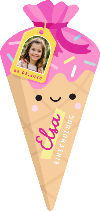 Einschulungskarten - Foto-Einschulungskarte Eis als Schultüte