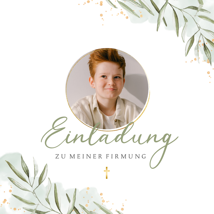 Firmungskarten - Einladung zur Firmung Foto & Aquarellzweige