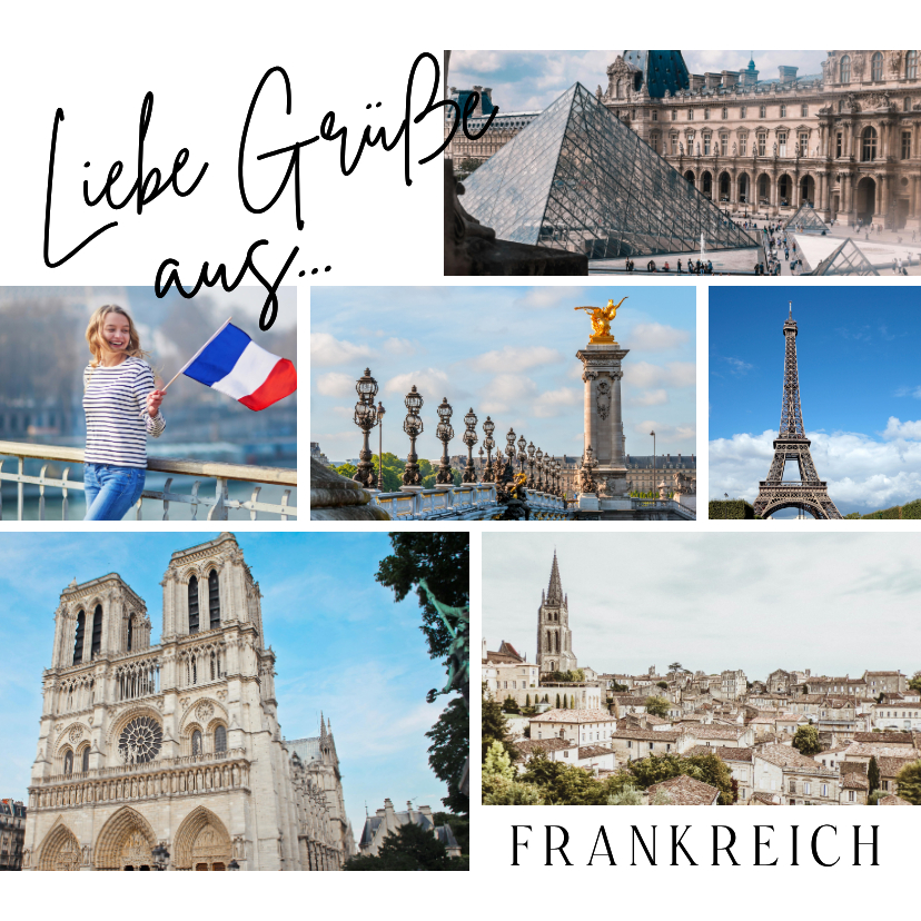 Fotokarten - Collagekarte Frankreich Grußkarte mit Fotos