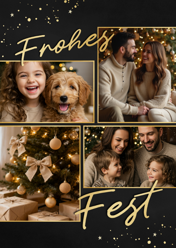 Fotokarten - Elegante Weihnachts-Fotokarte schwarz-gold