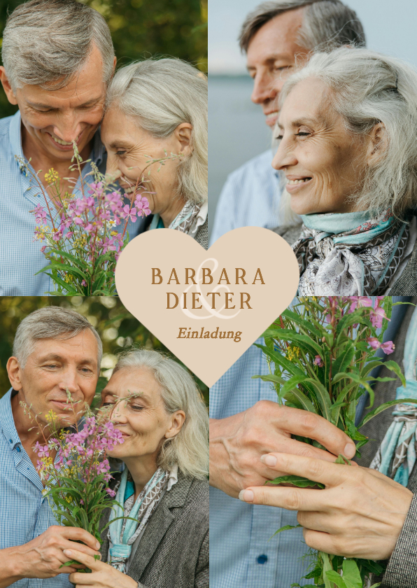 Fotokarten - Foto-Einladungskarte Collage mit Herz Hochzeitsjubiläum
