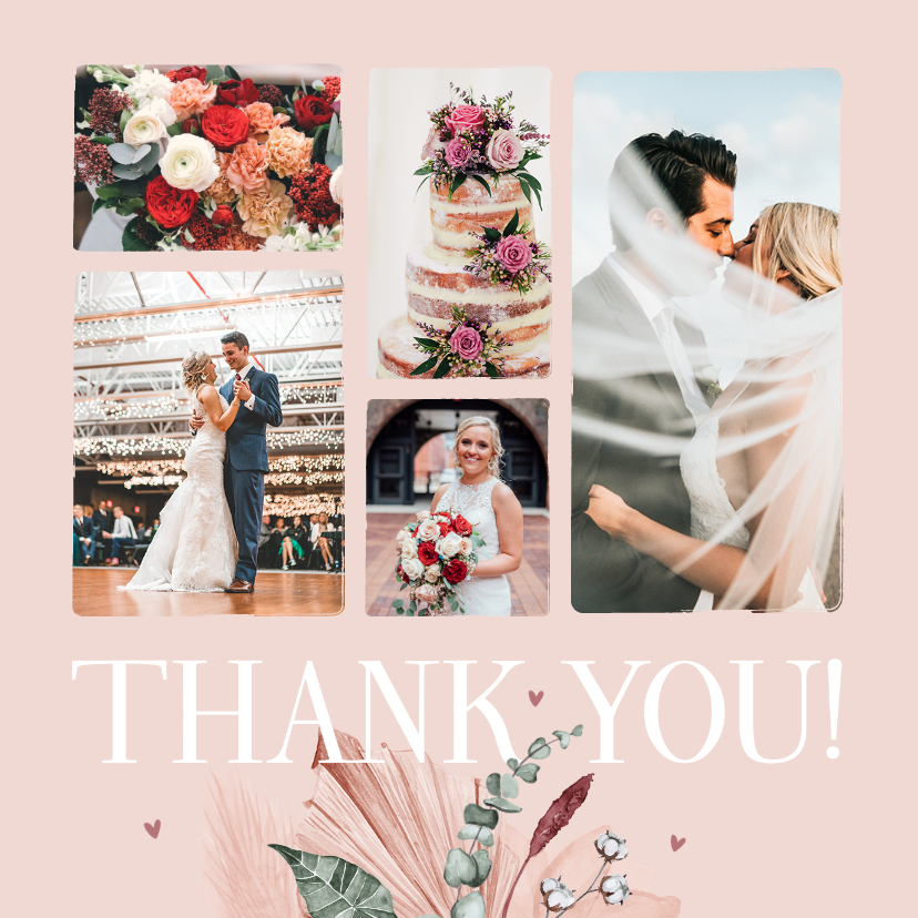 Fotokarten - Fotocollage Danksagung 'Thank You' mit Trockenblumen