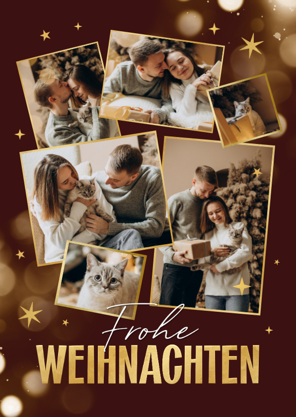 Fotokarten - Fotocollage für 6 Fotos mit weihnachtlichen Lichtpunkten