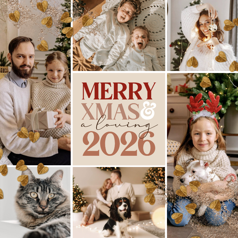 Fotokarten - Fotocollage Karte für 6 Fotos und 'Merry XMAS' Gruß