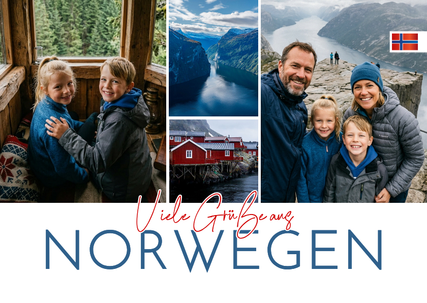 Fotokarten - Fotocollagekarte Norwegen Urlaub