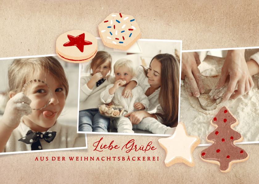Fotokarten - Fotokarte aus der Weihnachtsbäckerei 3 Fotos Plätzchen