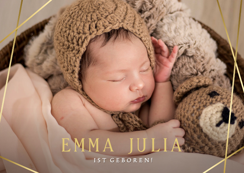 Fotokarten - Fotokarte Baby mit Schrift und Linien