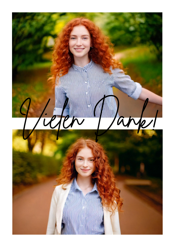 Fotokarten - Fotokarte Collage Danke 2 Fotos einfach