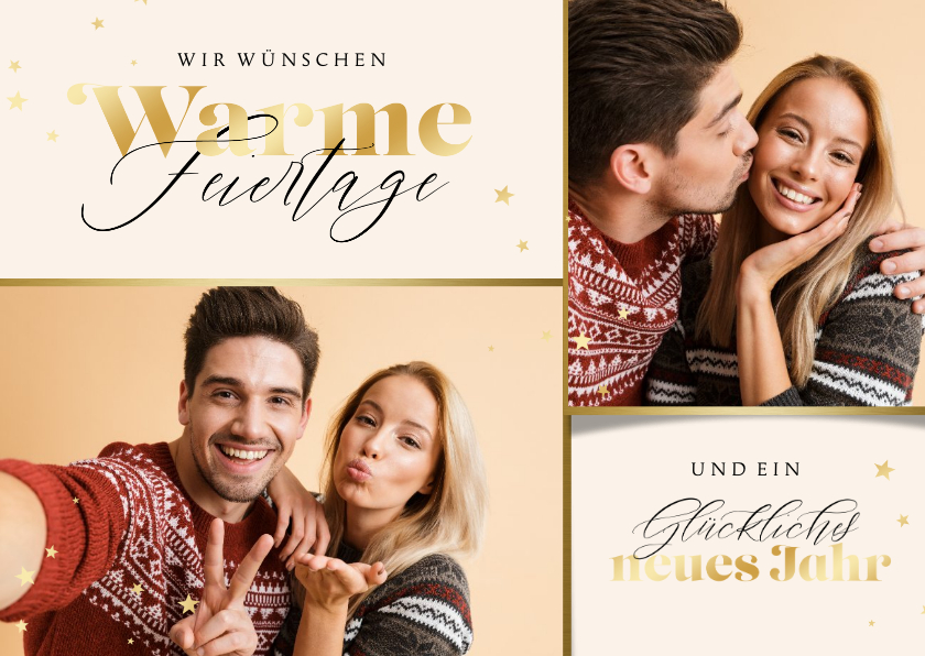 Fotokarten - Fotokarte mit Goldlook-Design zu Weihnachten