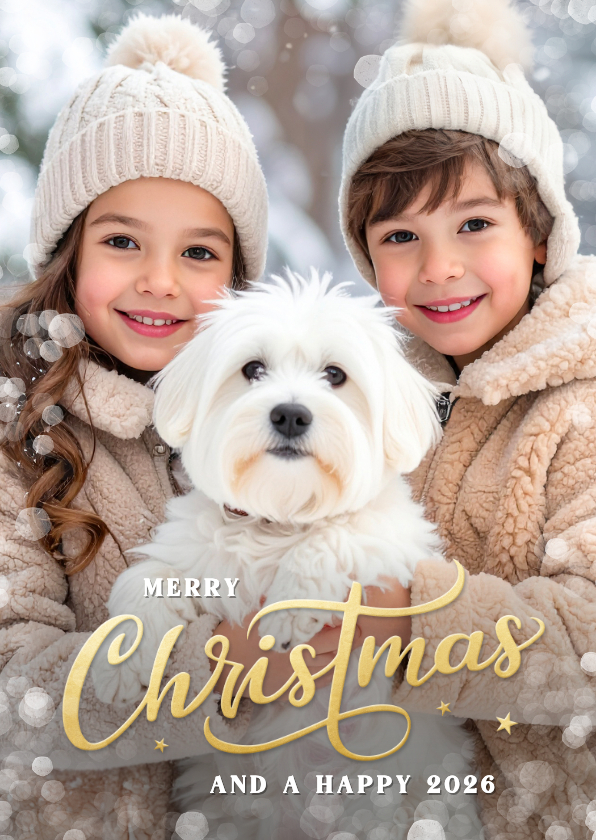 Fotokarte mit Schriftzug 'Merry Christmas and Happy 2026' - Fotokarten Fotokarten - Fotokarte mit Schriftzug 'Merry Christmas and Happy 2026'