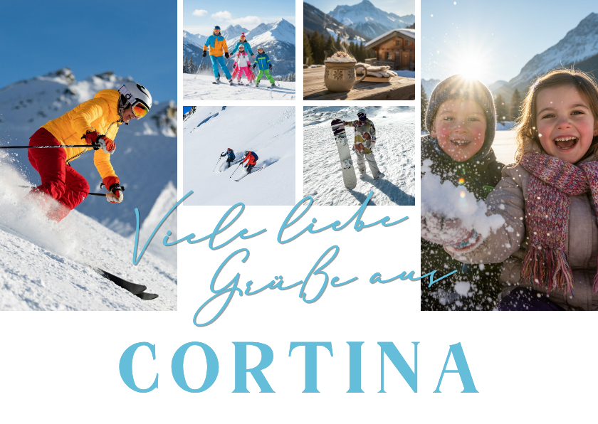 Fotokarte Skiurlaub mit 6 Fotos - Fotokarten Fotokarten - Fotokarte Skiurlaub mit 6 Fotos