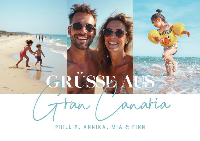 Fotokarten - Fotokarte Urlaub 'Grüße aus ...' Hellblau
