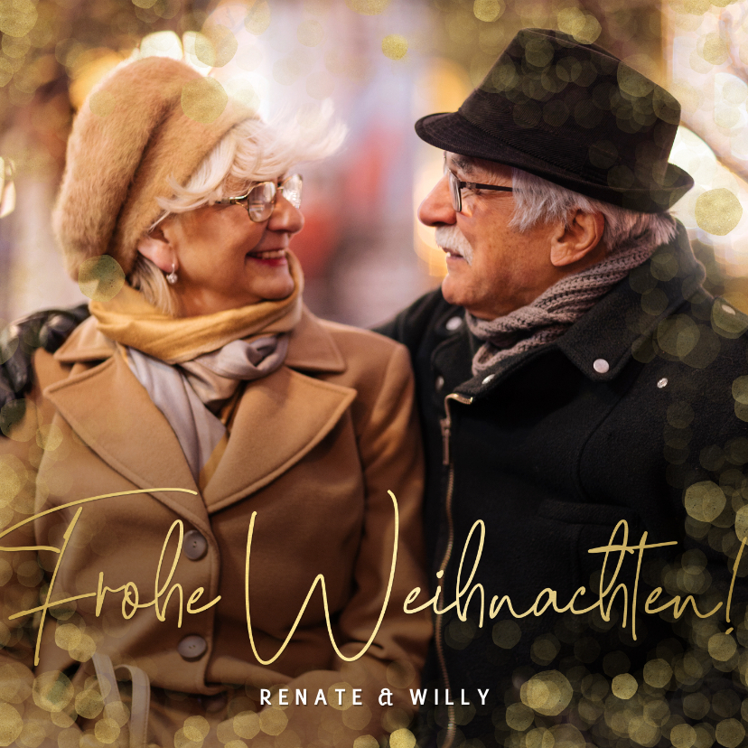 Fotokarte Weihnachten Rahmen Goldlook Send a Smile