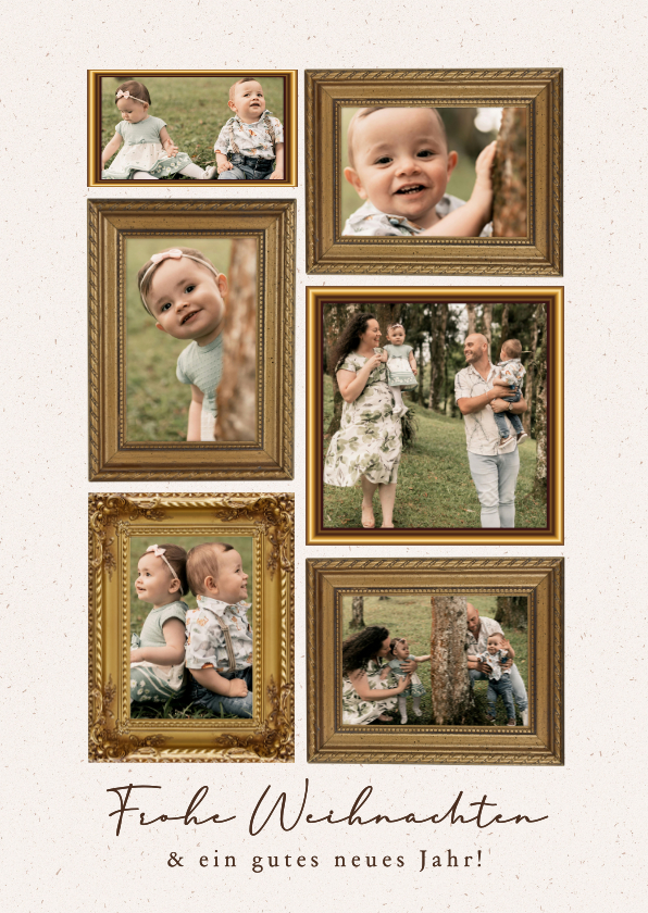 Weihnachsgrußkarte 6 Fotos in Bilderrahmen - Fotokarten Fotokarten - Weihnachsgrußkarte 6 Fotos in Bilderrahmen