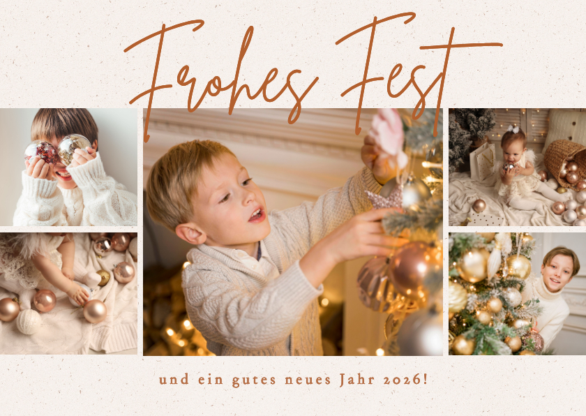 Fotokarten - Weihnachtliche Fotocollage Frohes Fest mit 5 Fotos