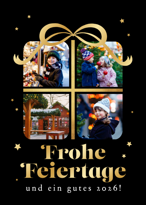 Weihnachtliche Fotocollage-Karte 4 Fotos im Geschenk - Fotokarten Fotokarten - Weihnachtliche Fotocollage-Karte 4 Fotos im Geschenk