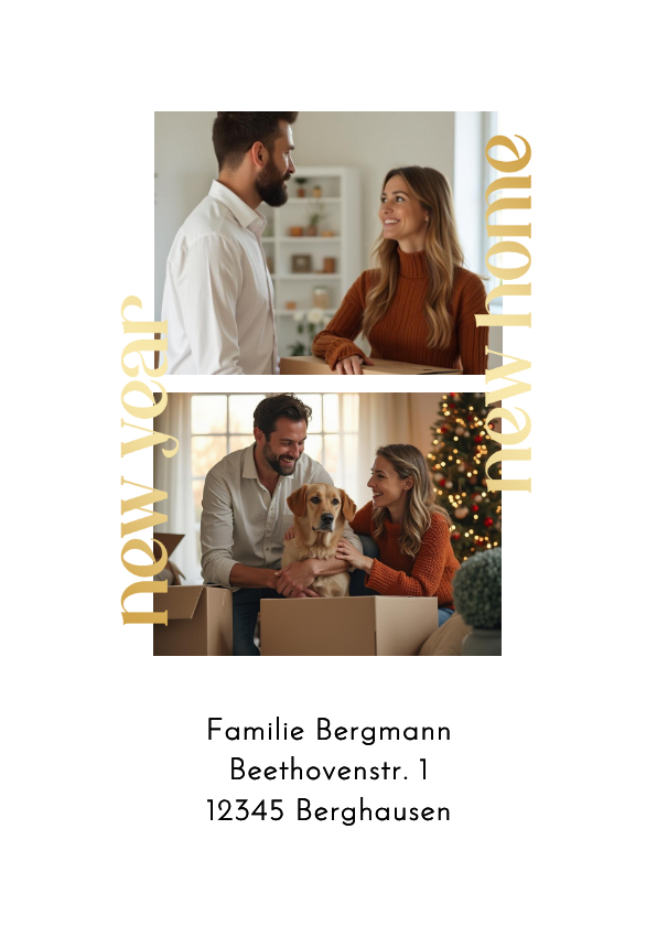 Fotokarten - Weihnachtliche Fotocollage Umzug 'New year new home' 