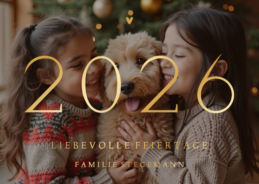 Fotokarten - Weihnachtliche Fotokarte Goldschrift 2026 Weihnachtsgrüße 