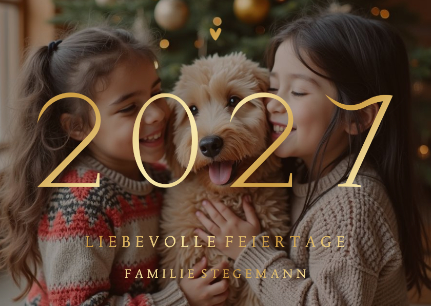Fotokarten - Weihnachtliche Fotokarte Goldschrift 2027 Weihnachtsgrüße