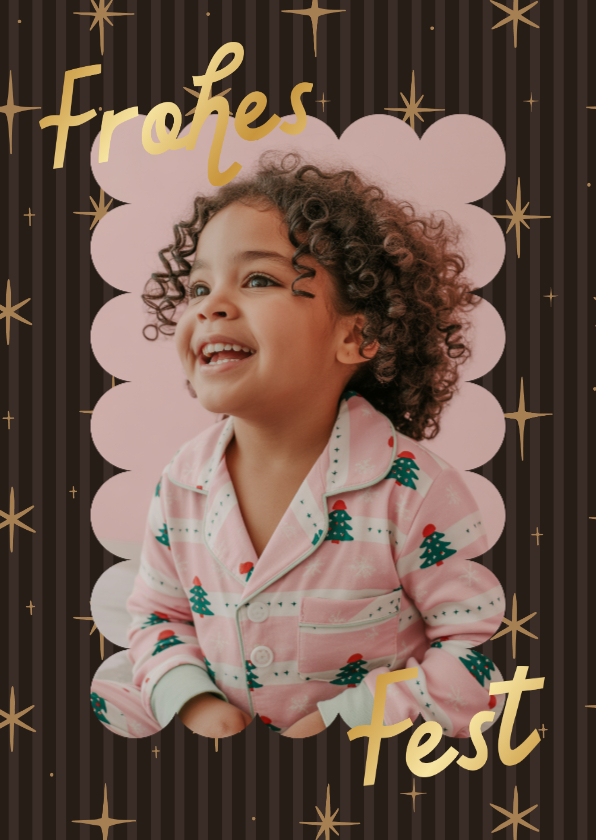 Fotokarten - Weihnachts-Fotokarte 'Frohes Fest' mit Sternen & Streifen