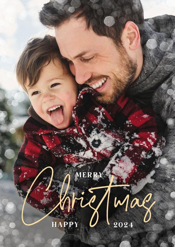 Fotokarten - Weihnachtskarte Familienfotos mit 'Merry Christmas'