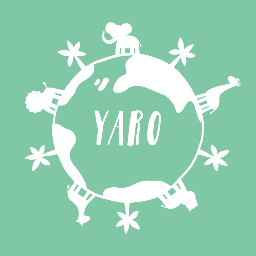 Geburtskarten - Adoptionskarte Erdkugel mit Tieren grün