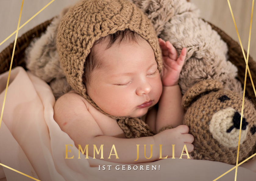Baby-Fotokarte Goldakzente - Geburtskarten Geburtskarten - Baby-Fotokarte Goldakzente