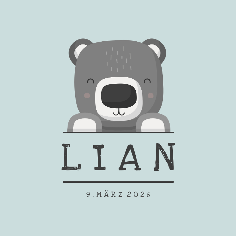 Geburtskarten - Dankeskarte Geburt Bär blau Foto Innenseite