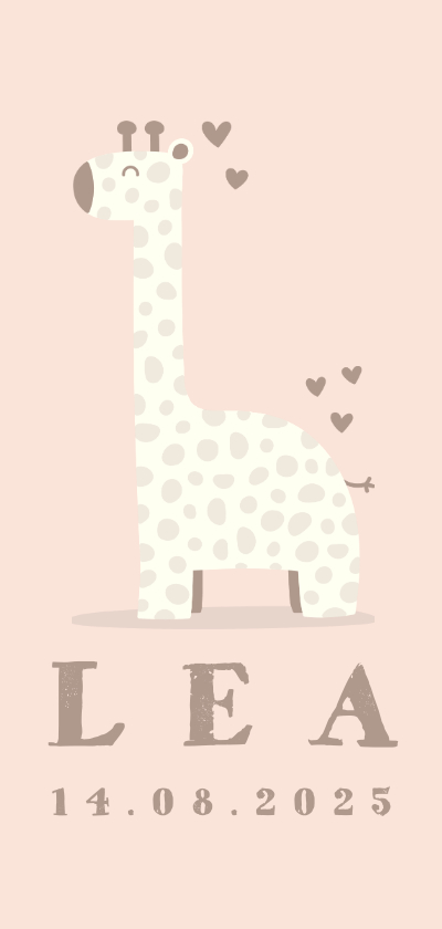 Geburtskarten - Dankeskarte zur Geburt Giraffe rosé Foto innen