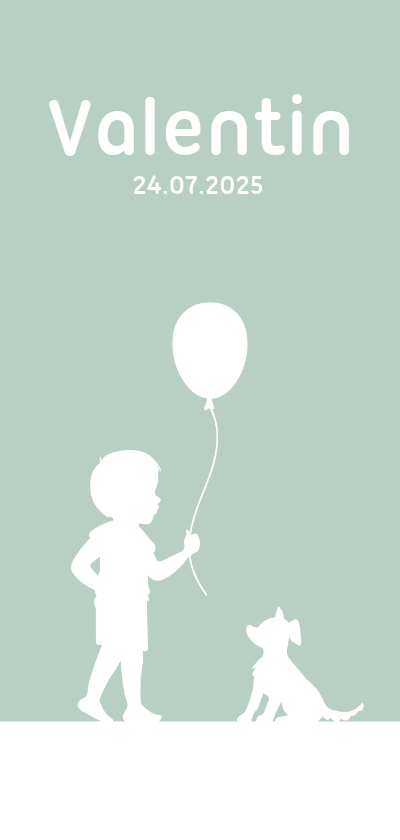 Dankeskarte zur Geburt Silhouette mintgrün Foto Rückseite - Geburtskarten Geburtskarten - Dankeskarte zur Geburt Silhouette mintgrün Foto Rückseite