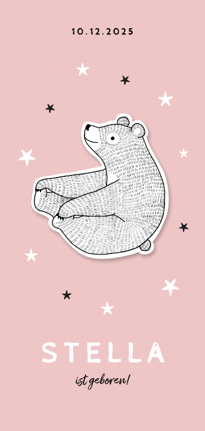 Geburtskarten - Danksagung Geburt Bär rosa Foto Rückseite