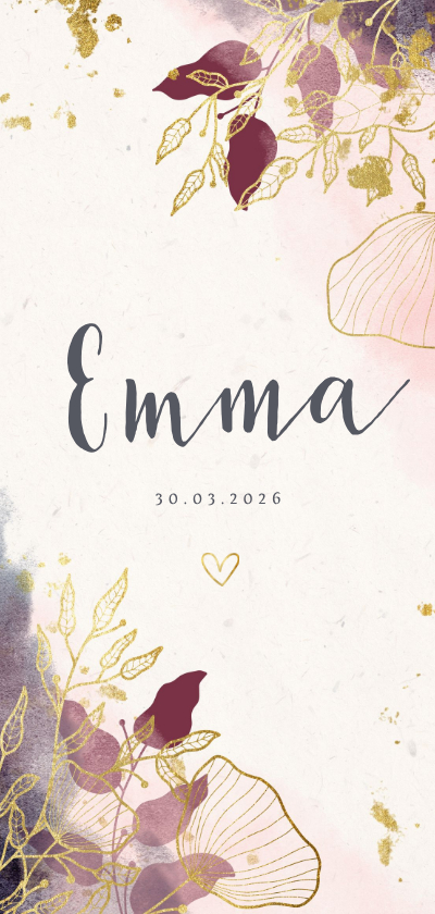 Danksagung Geburt botanisch Foto Rückseite - Geburtskarten Geburtskarten - Danksagung Geburt botanisch Foto Rückseite