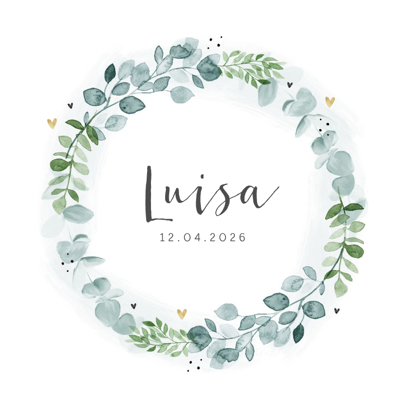 Danksagung Geburt botanischer Kranz Foto innen - Geburtskarten Geburtskarten - Danksagung Geburt botanischer Kranz Foto innen