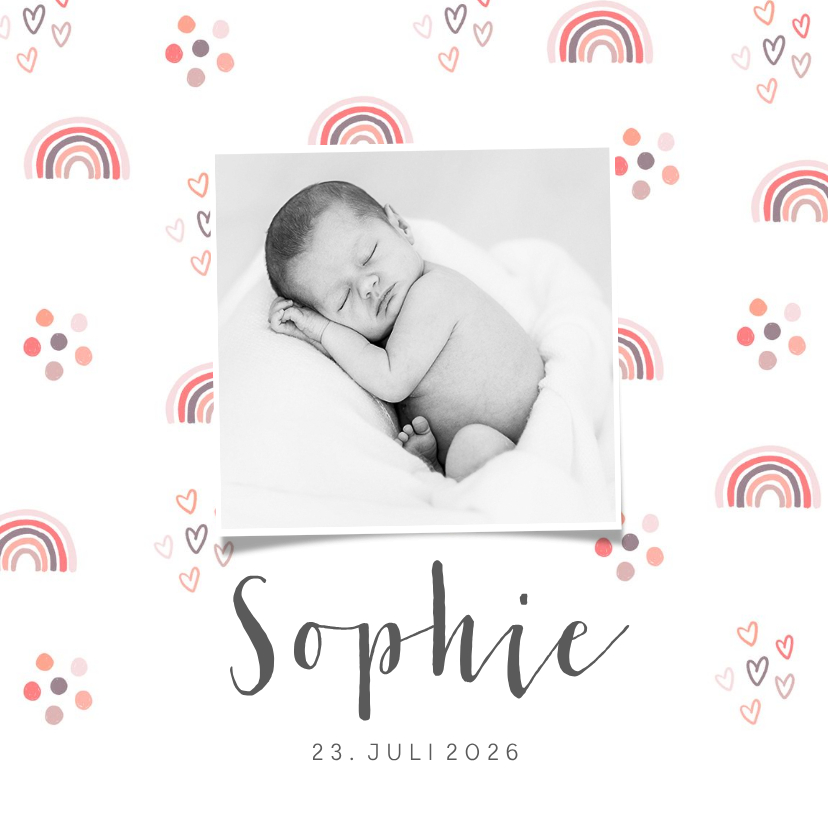 Geburtskarten - Danksagung Geburt Foto Regenbogen rosa