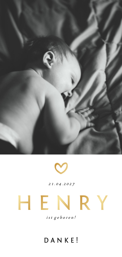 Geburtskarten - Danksagung Geburt Foto & Goldakzente
